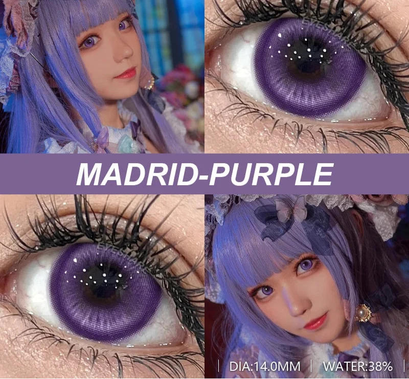 Contact Lenses 1 Pair Purple Lenses Cosplay Green Colored Lenses Anime Blue Lens Halloween Colorful Makeup Eye Cosmetic