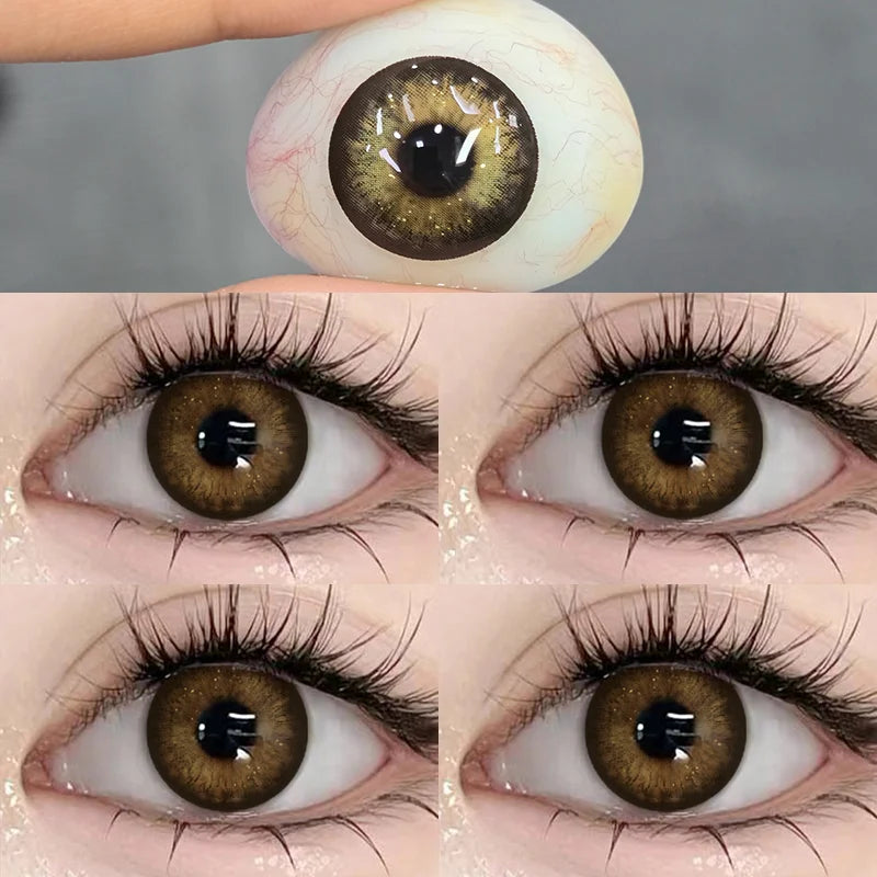 1 Pair New Eyes Contacts Lenses with Myopia Diopter Eyes Colored Lens Makeup Beauty Pupil Annual Use Fast Shipping-Aurora Spark-0-China Mainland-Free Shipping Leatheretro