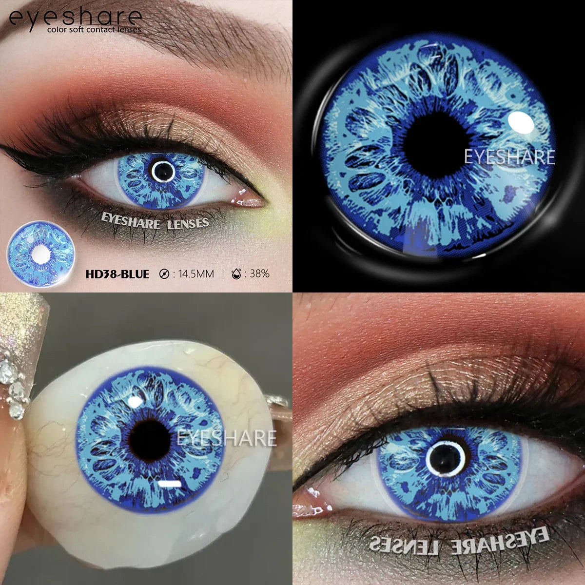 1Pair Halloween Cosplay Color Contact Lenses Eye Anime Lenses Color Contact Lenses Eye Color Lenses-HD38-BLUE-Free Shipping Leatheretro