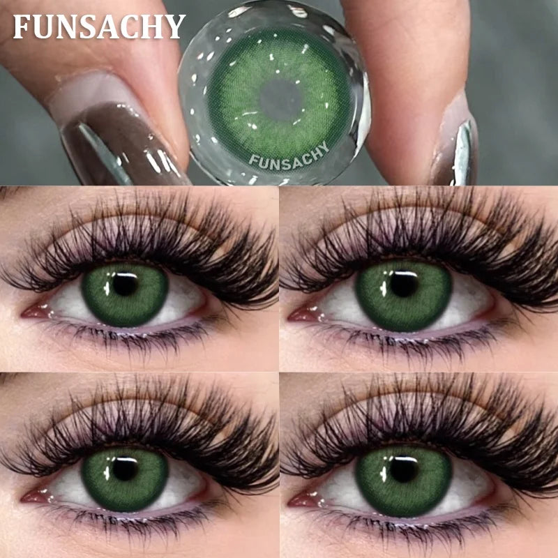 1 Pair Big Black Color Contact Lenses Natural Gray Lenses Blue Korean Eye Makeup Contacts Yearly Beauty Pupils Cosmetic-ELESIS-GREEN-0-Free Shipping Leatheretro