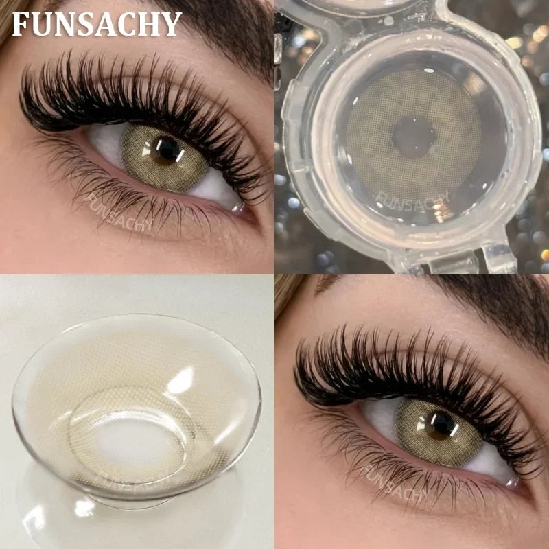 New Contact Lenses Natural Brown Eye Makeup Contacts Grey Color Lens Korean Softlens Yearly Cosmetics for Women-AVELA-0-Free Shipping Leatheretro