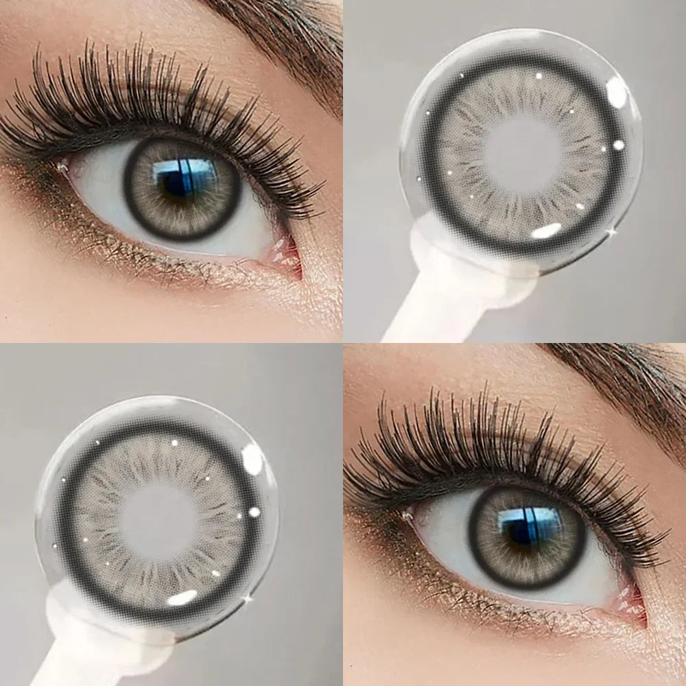 2PCS 1Year Contact Lenses for Eyes Natural Beauty Pupils Eyes Lenses Korean Brown Contacts Fashion Green Pupil Lenses-Jellyfish Grey-0-CHINA-Free Shipping Leatheretro