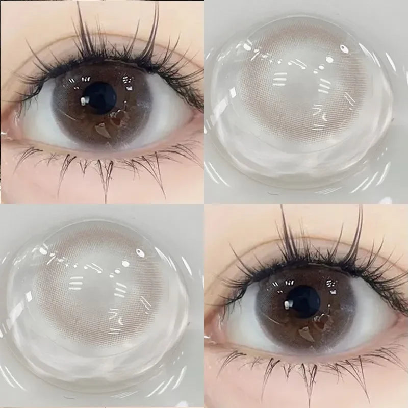 1Pair Grey Contact Lenses for Eyes Colored Lenses Beauty Pupils Soft Lens Make up Fashion Lenses Yearly Use Fast Shipping-Milk bubble-2.25-Free Shipping Leatheretro