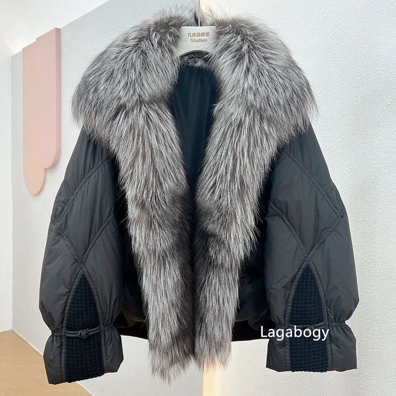 Winter Women Faux Fur Collar Short Down Coat-Coats & Jackets-Khaki-S-Free Shipping Leatheretro