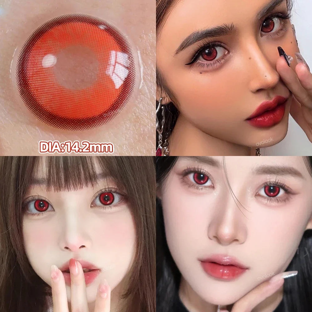2pcs/pair Cyber Series Halloween Colored Contact Lenses for Makeup Eyes Big Pupils Red Contact Lenses Brown Lens Myopia