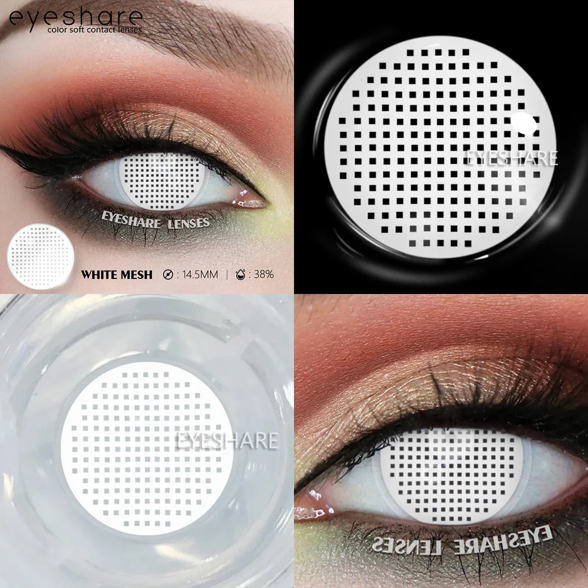 1Pair Halloween Cosplay Color Contact Lenses Eye Anime Lenses Color Contact Lenses Eye Color Lenses-WHITE-MESH-Free Shipping Leatheretro
