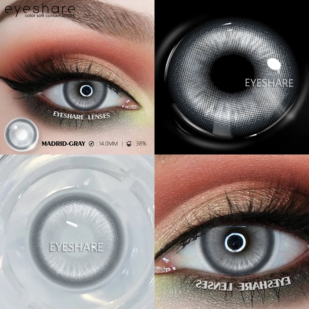 1Pair Halloween Cosplay Color Contact Lenses Eye Anime Lenses Color Contact Lenses Eye Color Lenses-MADRID-GRAY-Free Shipping Leatheretro