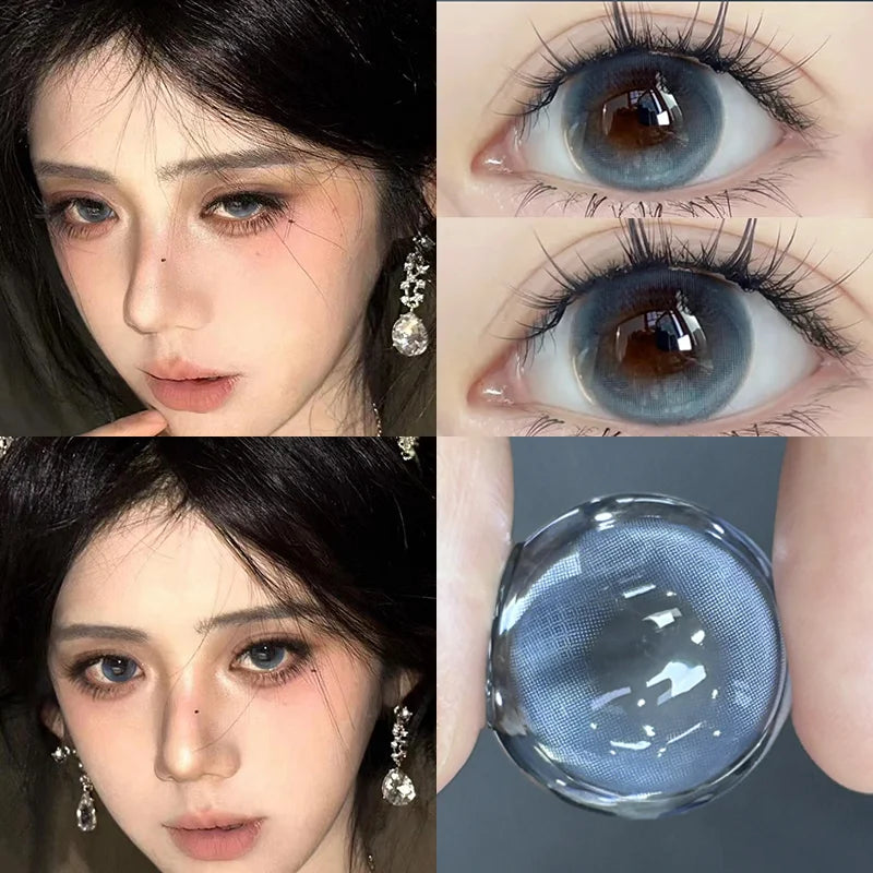 1 Pair High Quality Blue Lenses Colorld Contact Lenses with Degree 0.00 to- 8.00 Cosmetic Natural Eye Contacts Lenses-Night Kiss Venus-6.00-Free Shipping Leatheretro