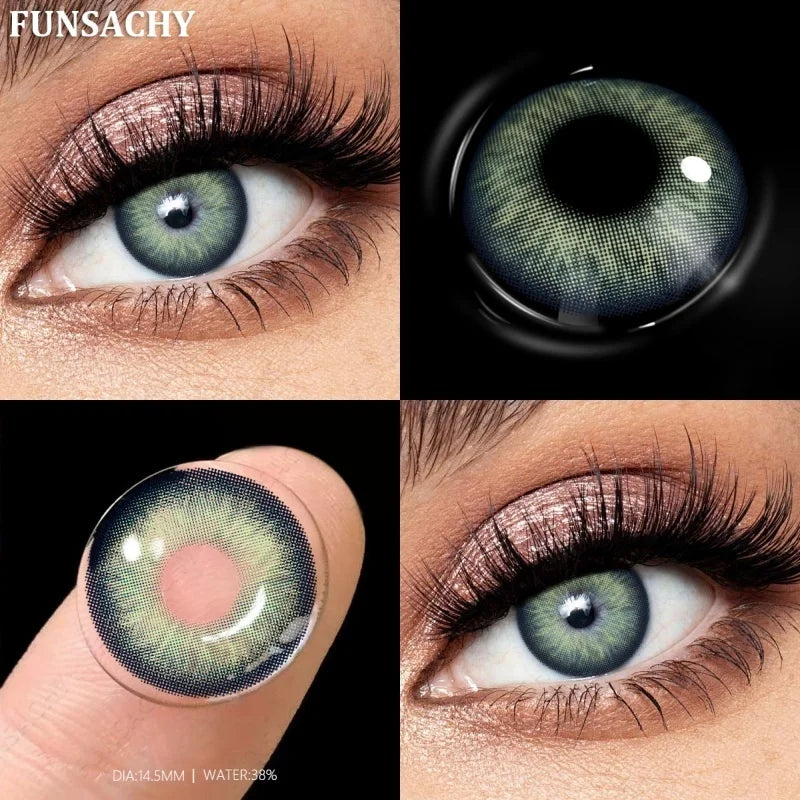 1 Pair Gray Color Contact Lenses for Eyes Natural Brown Blue Lenses Green Eye Contacts Beauty Cosmetic Pupils Yearly-MARGARET-GREEN-0-Free Shipping Leatheretro