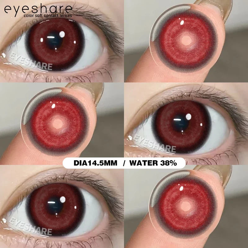 Contact Lenses 14.5mm 1Pair for Anime accessories for eyes Cosplay Color contact Lenses Halloween Eye Contacts yearly use-RHINE-RED-Free Shipping Leatheretro