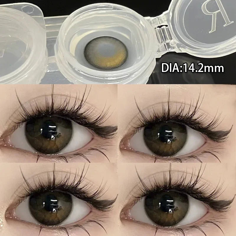 1 Pair New Eyes Contacts Lenses with Myopia Diopter Eyes Colored Lens Makeup Beauty Pupil Annual Use Fast Shipping-Jin Yuan Brown-0-China Mainland-Free Shipping Leatheretro