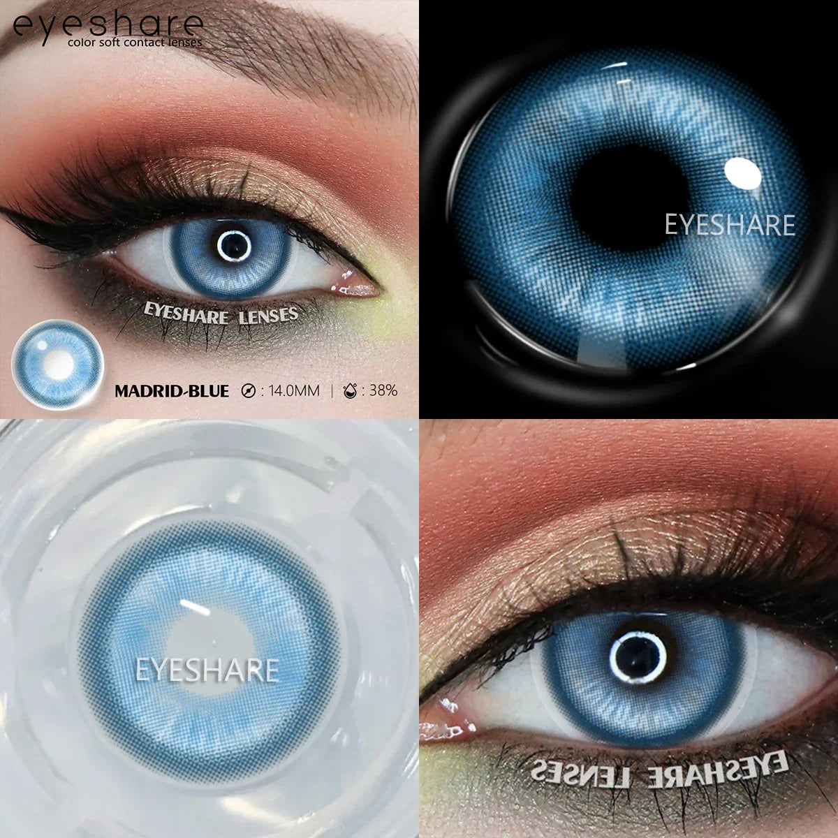 1Pair Halloween Cosplay Color Contact Lenses Eye Anime Lenses Color Contact Lenses Eye Color Lenses-MADRID-BLUE-Free Shipping Leatheretro