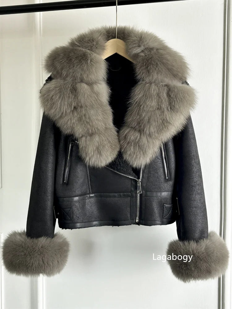 Fashion Winter Women Faux Fur Leather Jacket Coats-Coats & Jackets-Brown Fur-XS-Free Shipping Leatheretro