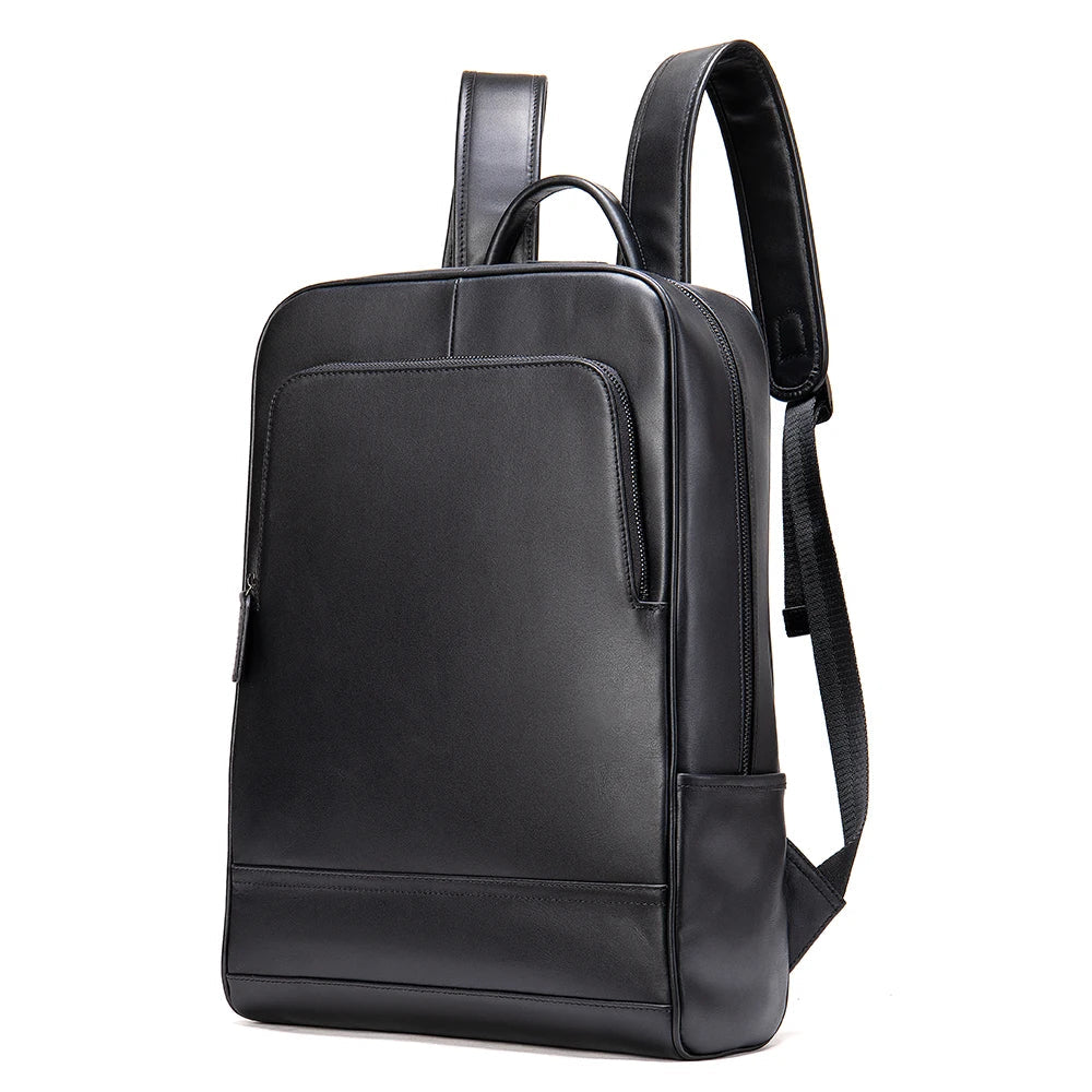 Large Capacity Waterproof Leather Laptop Backpack for Business & Travel-Backpacks-Black-Free Shipping Leatheretro