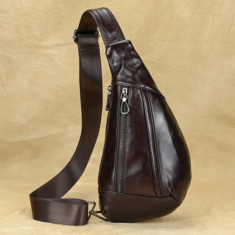 Soft Genuine Leather Men's Chest Pack-Chest Bags-Brown-Free Shipping Leatheretro