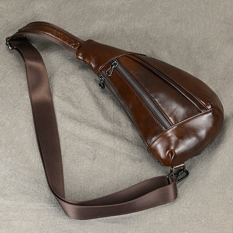 Soft Genuine Leather Men's Chest Pack-Chest Bags-Brown-Free Shipping Leatheretro