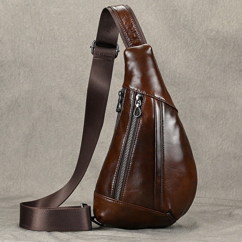 Soft Genuine Leather Men's Chest Pack-Chest Bags-Brown-Free Shipping Leatheretro