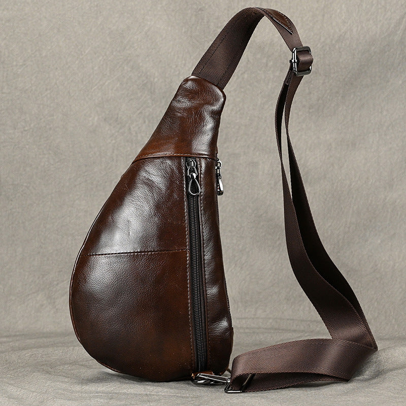Soft Genuine Leather Men's Chest Pack-Chest Bags-Brown-Free Shipping Leatheretro