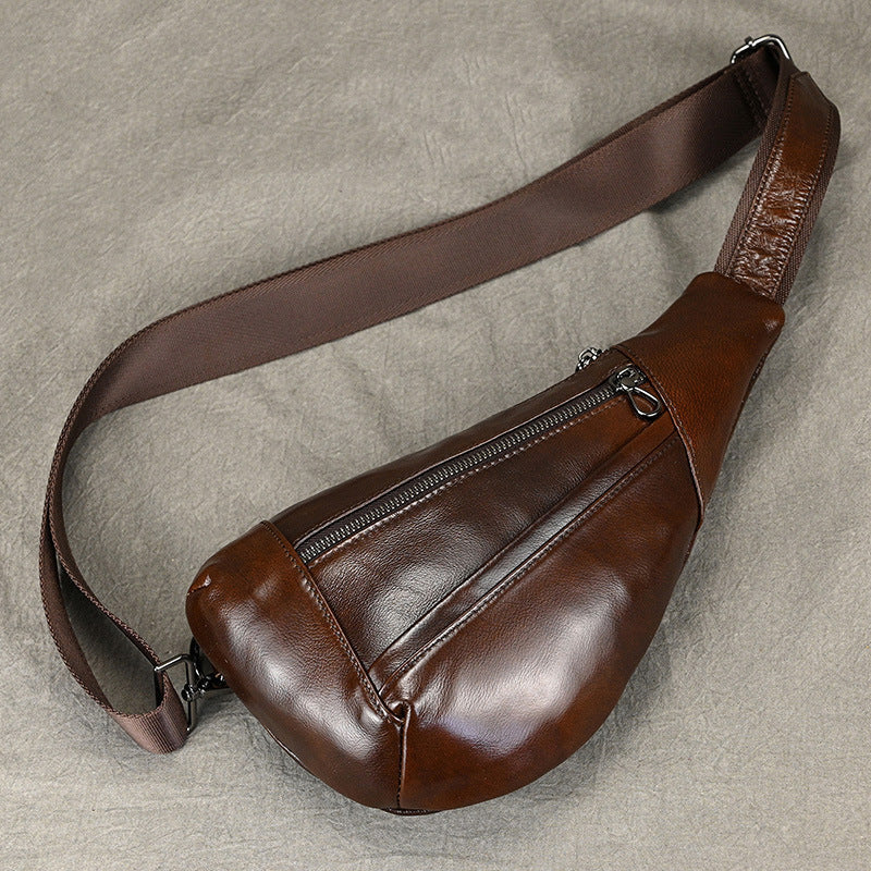 Soft Genuine Leather Men's Chest Pack-Chest Bags-Brown-Free Shipping Leatheretro