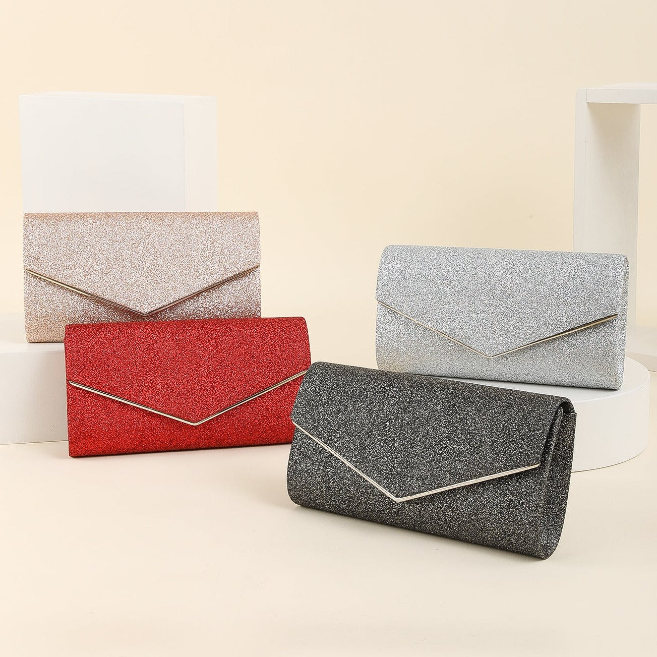 Sparkling Sequin Bridal Dress Clutch: The Ultimate Dinner Bag Trend-Clutch-Red-Free Shipping Leatheretro