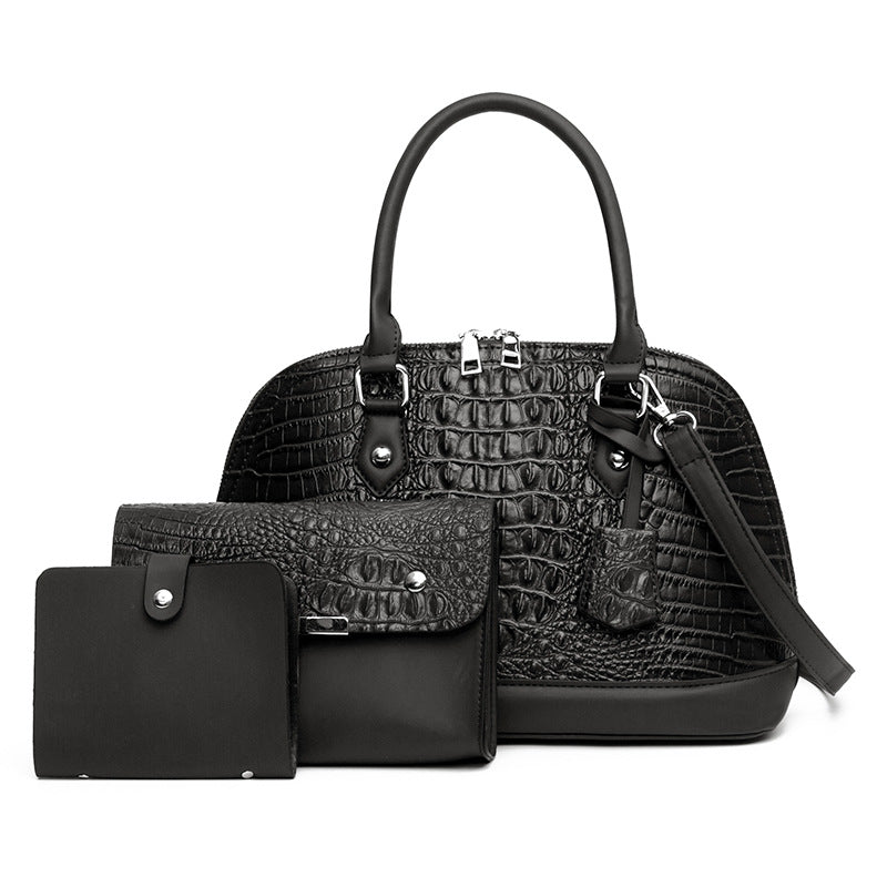 Women's Shoulder Shell Bag - Three in one bag-Handbags-Black-Free Shipping Leatheretro