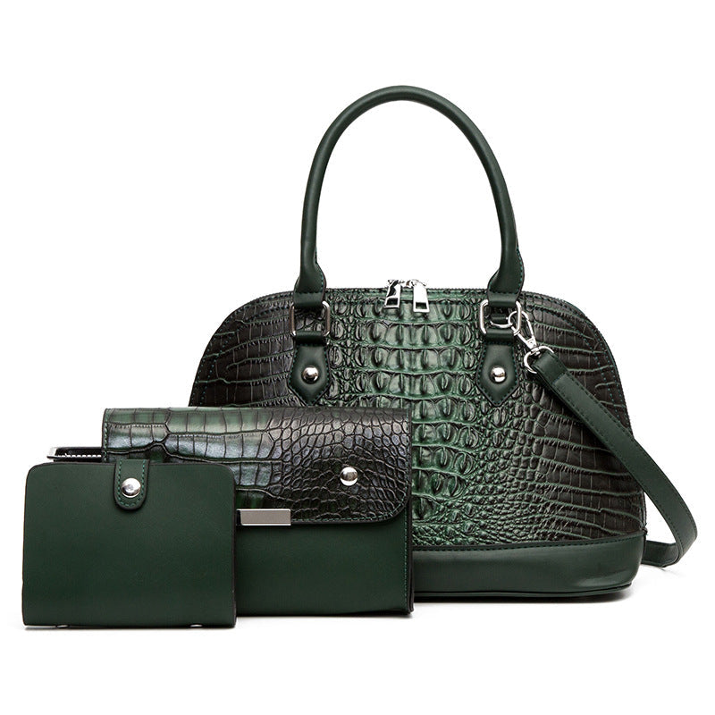 Women's Shoulder Shell Bag - Three in one bag-Handbags-Green-Free Shipping Leatheretro