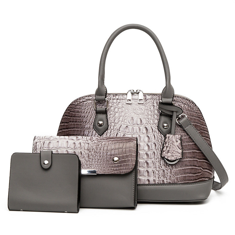 Women's Shoulder Shell Bag - Three in one bag-Handbags-Gray-Free Shipping Leatheretro