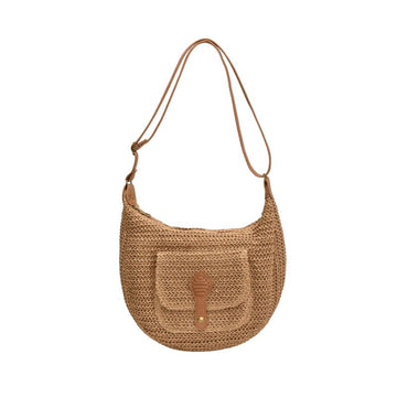 Straw Crossbody Bag Stylish Retro Vacation Look-Handbags-Beige-Free Shipping Leatheretro