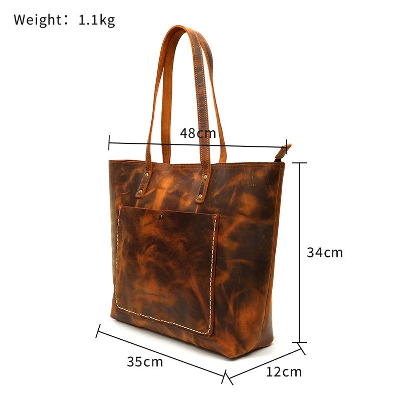 Stylish Genuine Cowhide Leather Tote for Women-Tote Bag-Light Brown-Free Shipping Leatheretro