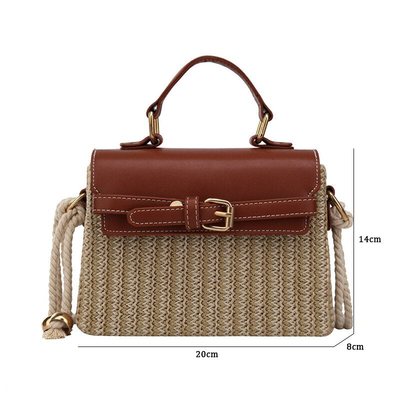 Summer Straw Messenger Bag-Handbags-Brown-Free Shipping Leatheretro