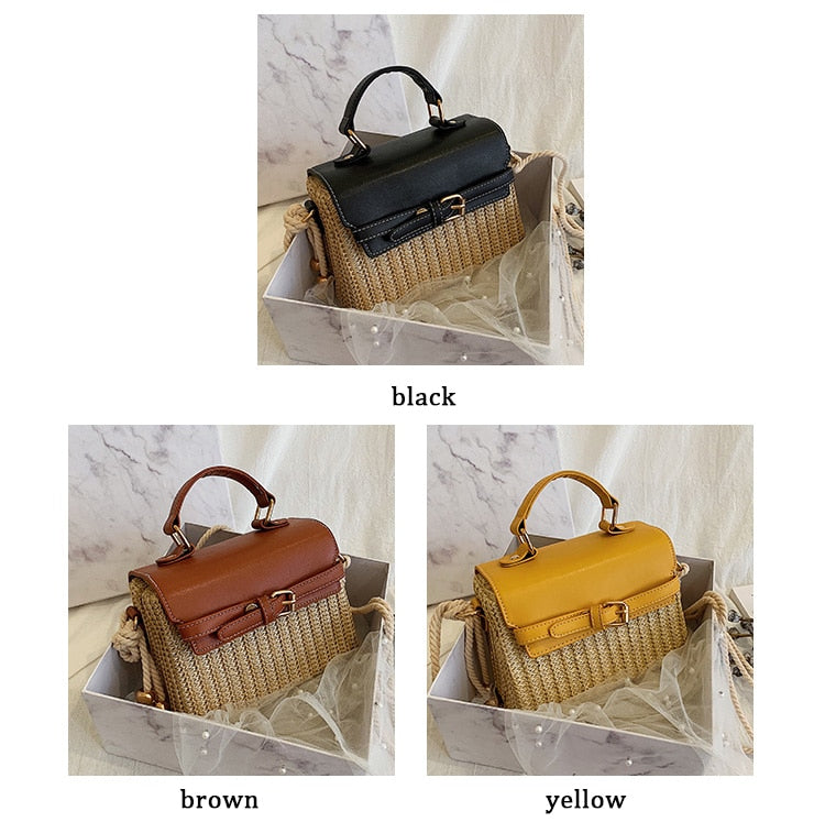 Summer Straw Messenger Bag-Handbags-Brown-Free Shipping Leatheretro