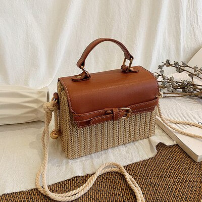 Summer Straw Messenger Bag-Handbags-Brown-Free Shipping Leatheretro