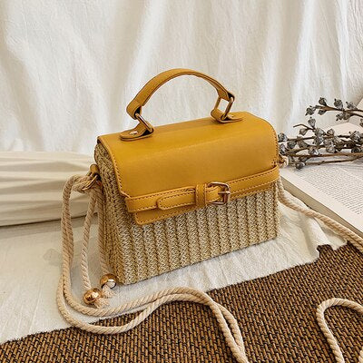 Summer Straw Messenger Bag-Handbags-Yellow-Free Shipping Leatheretro