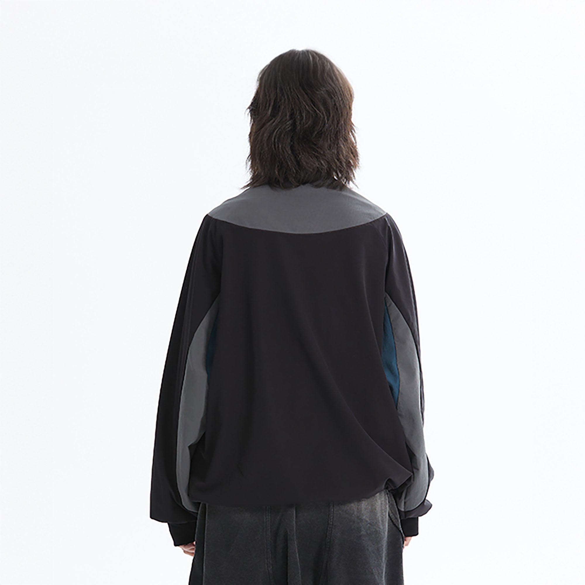 ERROR CODE ROBOT Asymmetric Zip Contrast Panel Sweatshirt-Sweatshirt-S-Free Shipping Leatheretro