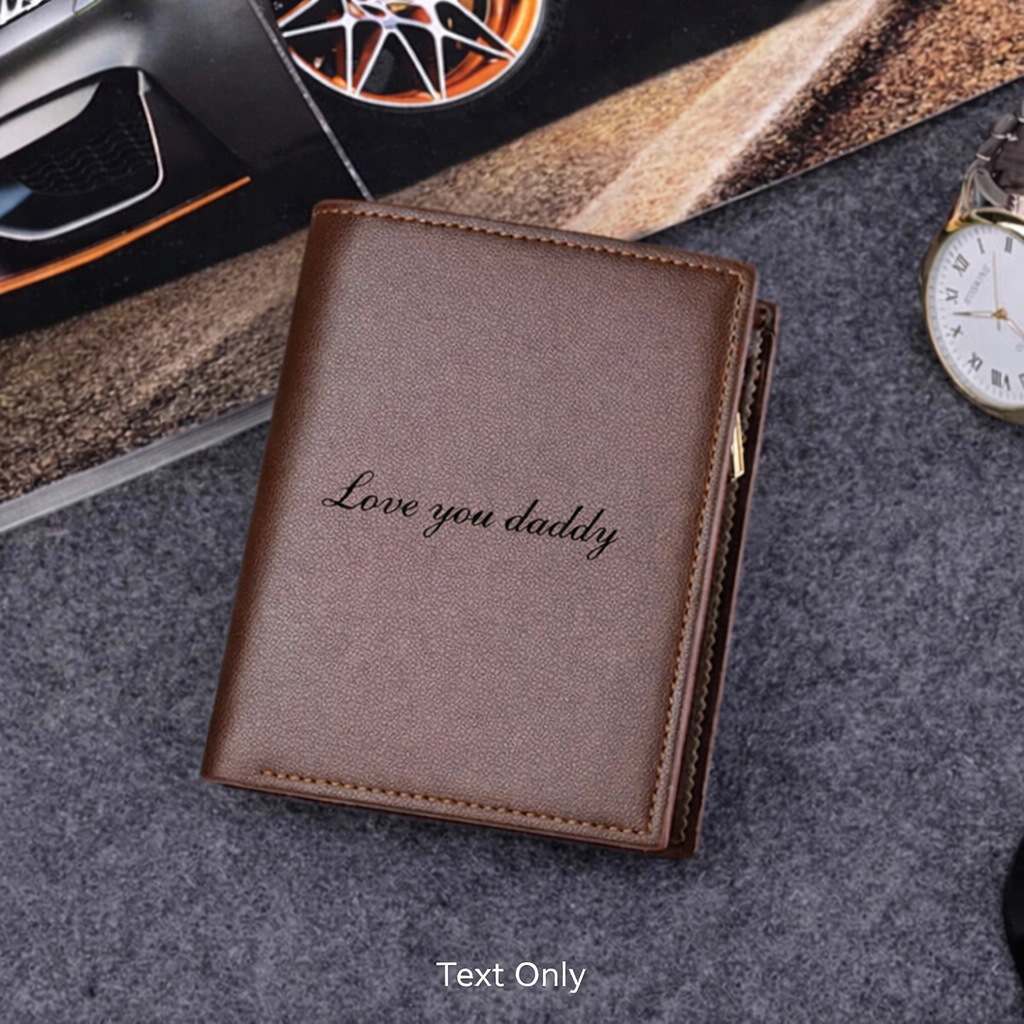Men’s Custom Name / Photo Engraved Wallet | High-Quality PU Leather Short Purse | Personalized Gift-Wallets & Money Clips-Text Only-Free Shipping Leatheretro