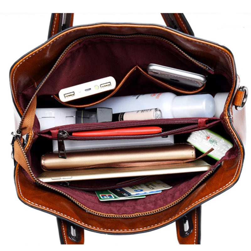 Genuine Leather Women Handbag – Top Handle Crossbody Messenger Bag-Handbags-Brown-Free Shipping Leatheretro