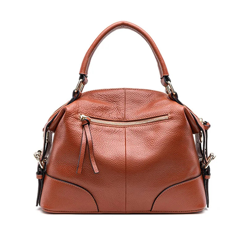 Top Layer Cowhide Handbag – All-Match Genuine Leather Bag for Women-Handbags-Brown-Free Shipping Leatheretro