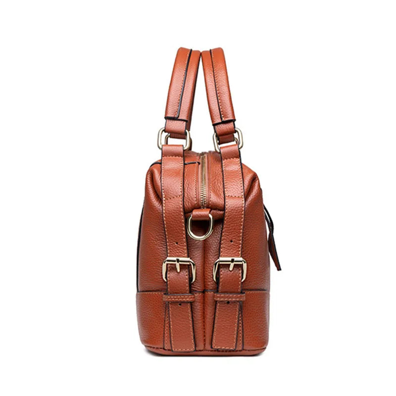 Top Layer Cowhide Handbag – All-Match Genuine Leather Bag for Women-Handbags-Brown-Free Shipping Leatheretro