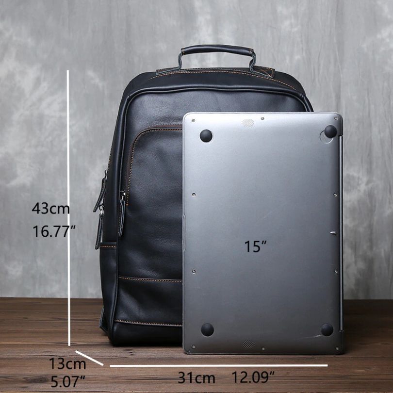 Top Layer Genuine Cow Leather Backpack Travel Backpack-Backpacks-Black-Free Shipping Leatheretro