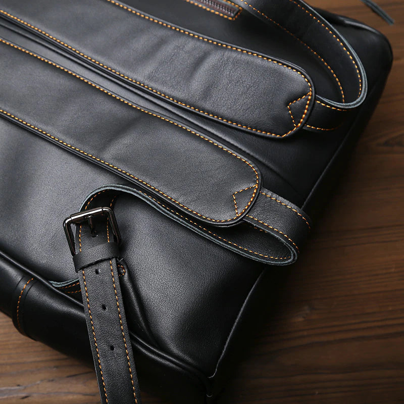 Top Layer Genuine Cow Leather Backpack Travel Backpack-Backpacks-Black-Free Shipping Leatheretro