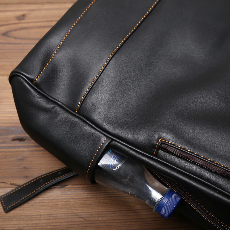 Top Layer Genuine Cow Leather Backpack Travel Backpack-Backpacks-Black-Free Shipping Leatheretro