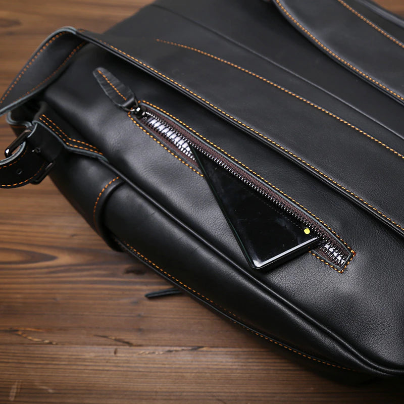 Top Layer Genuine Cow Leather Backpack Travel Backpack-Backpacks-Black-Free Shipping Leatheretro
