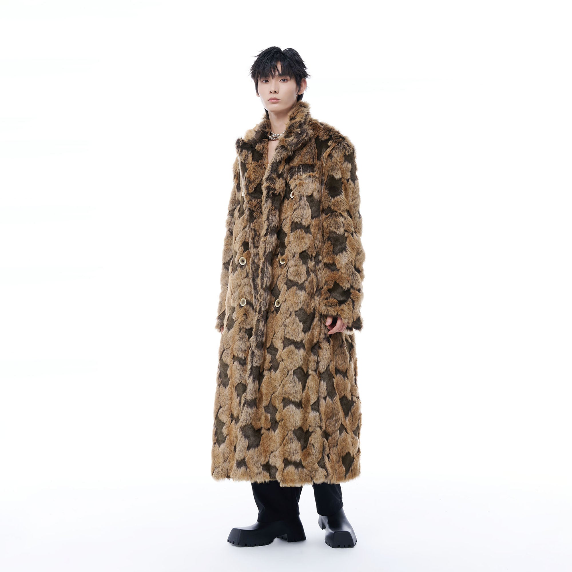 TUIMU Leopard Faux Mink Double-Breasted Coat-Jacket-S-Free Shipping Leatheretro