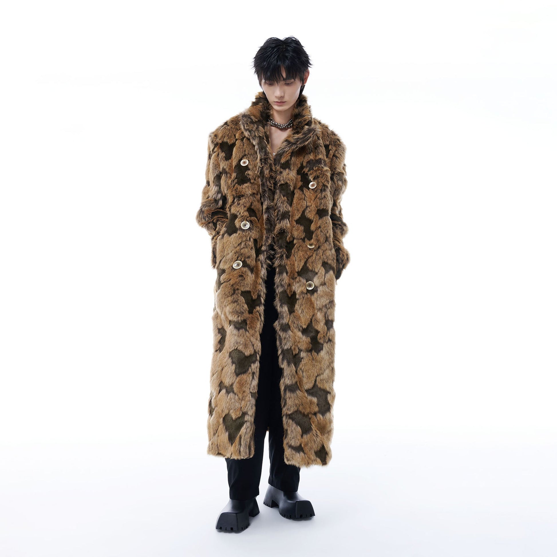 TUIMU Leopard Faux Mink Double-Breasted Coat-Jacket-S-Free Shipping Leatheretro
