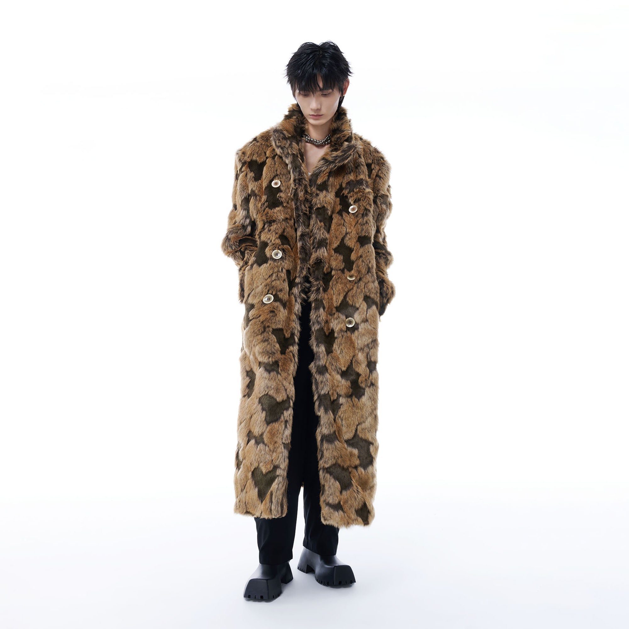 TUIMU Leopard Faux Mink Double-Breasted Coat-Jacket-S-Free Shipping Leatheretro
