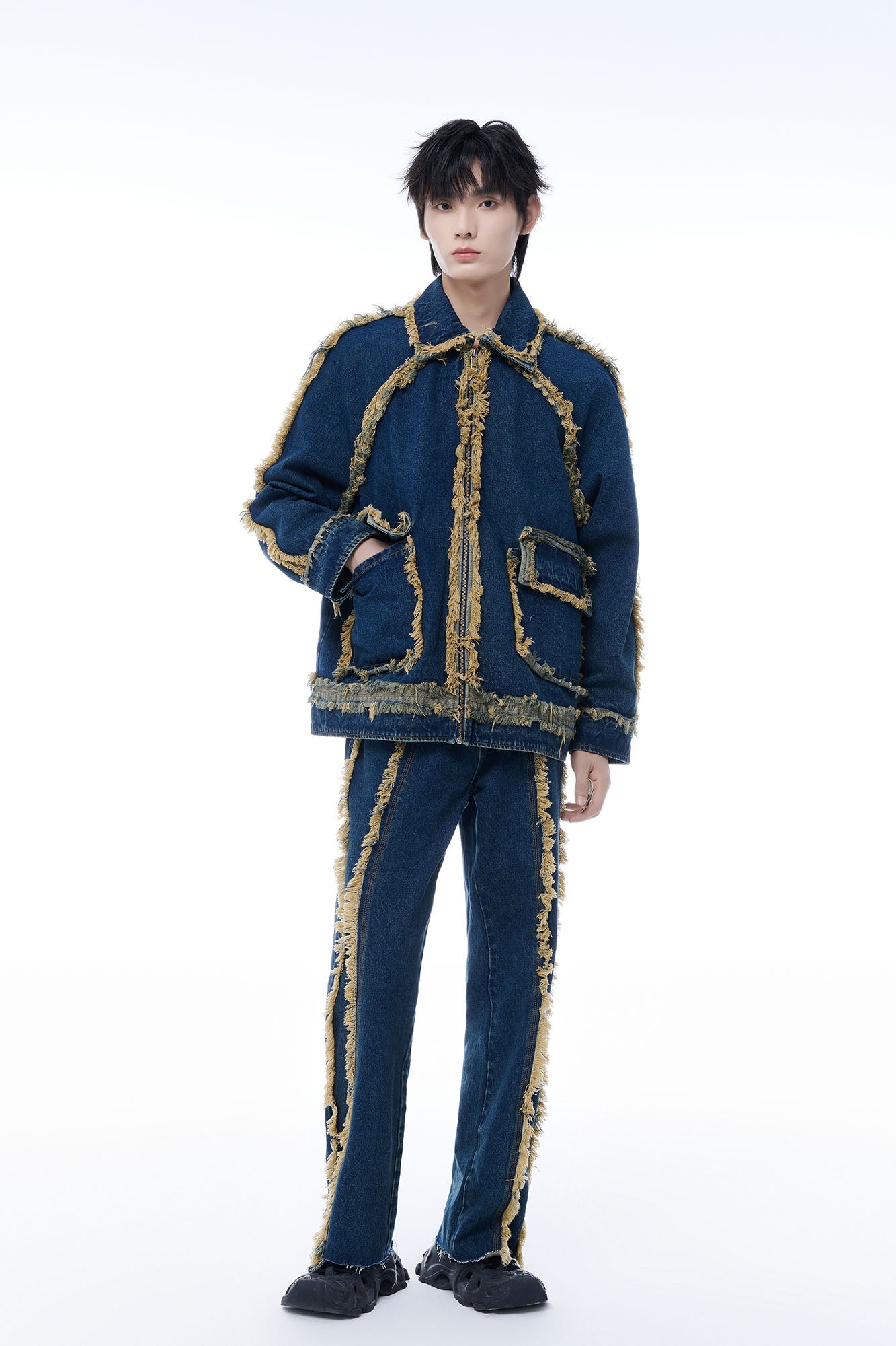 TUIMU Fringe-Trim Denim Jacket-Jacket-S-Free Shipping Leatheretro