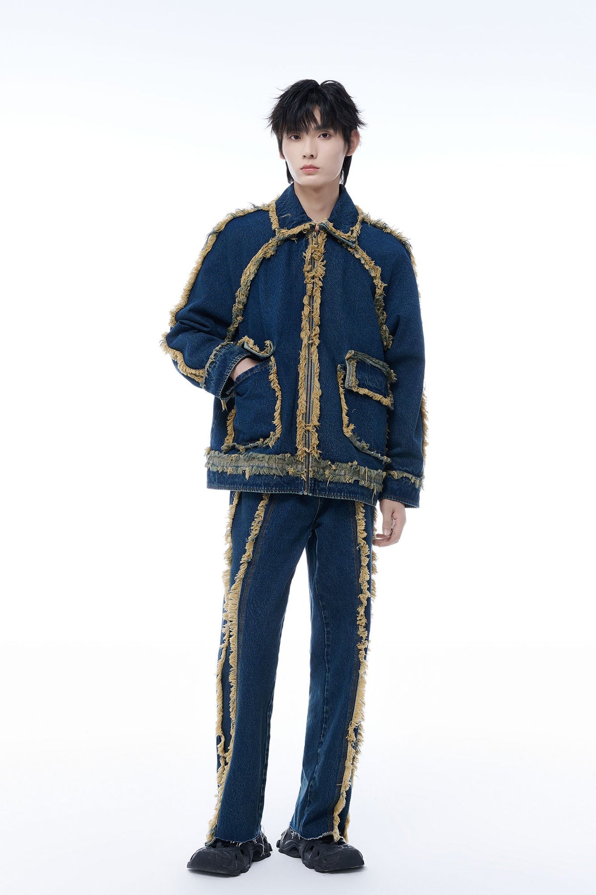 TUIMU Fringe-Trim Denim Jacket-Jacket-S-Free Shipping Leatheretro