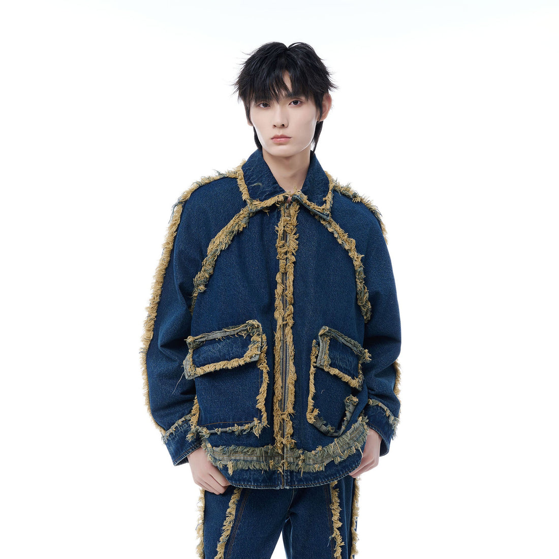 TUIMU Fringe-Trim Denim Jacket-Jacket-S-Free Shipping Leatheretro