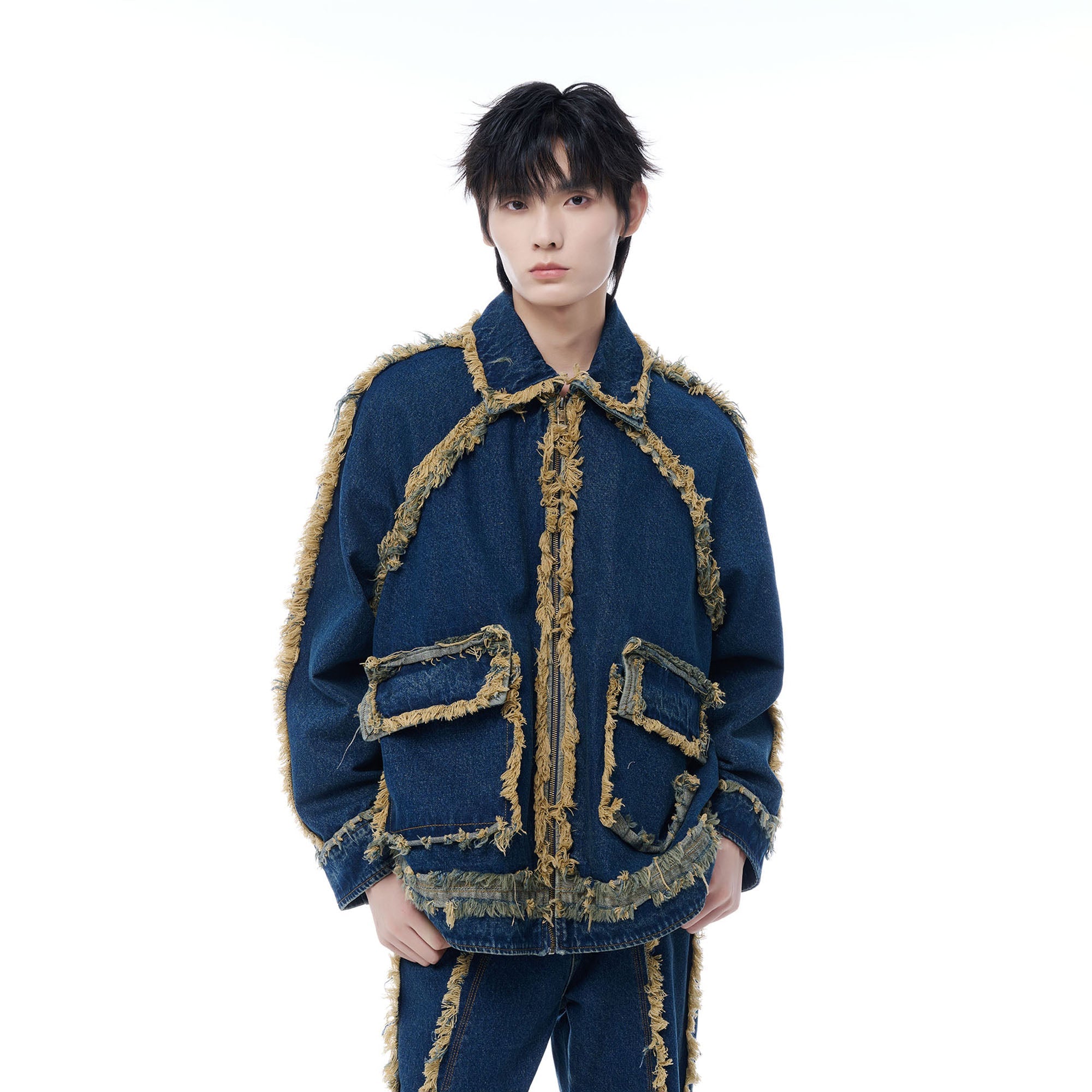 TUIMU Fringe-Trim Denim Jacket-Jacket-S-Free Shipping Leatheretro