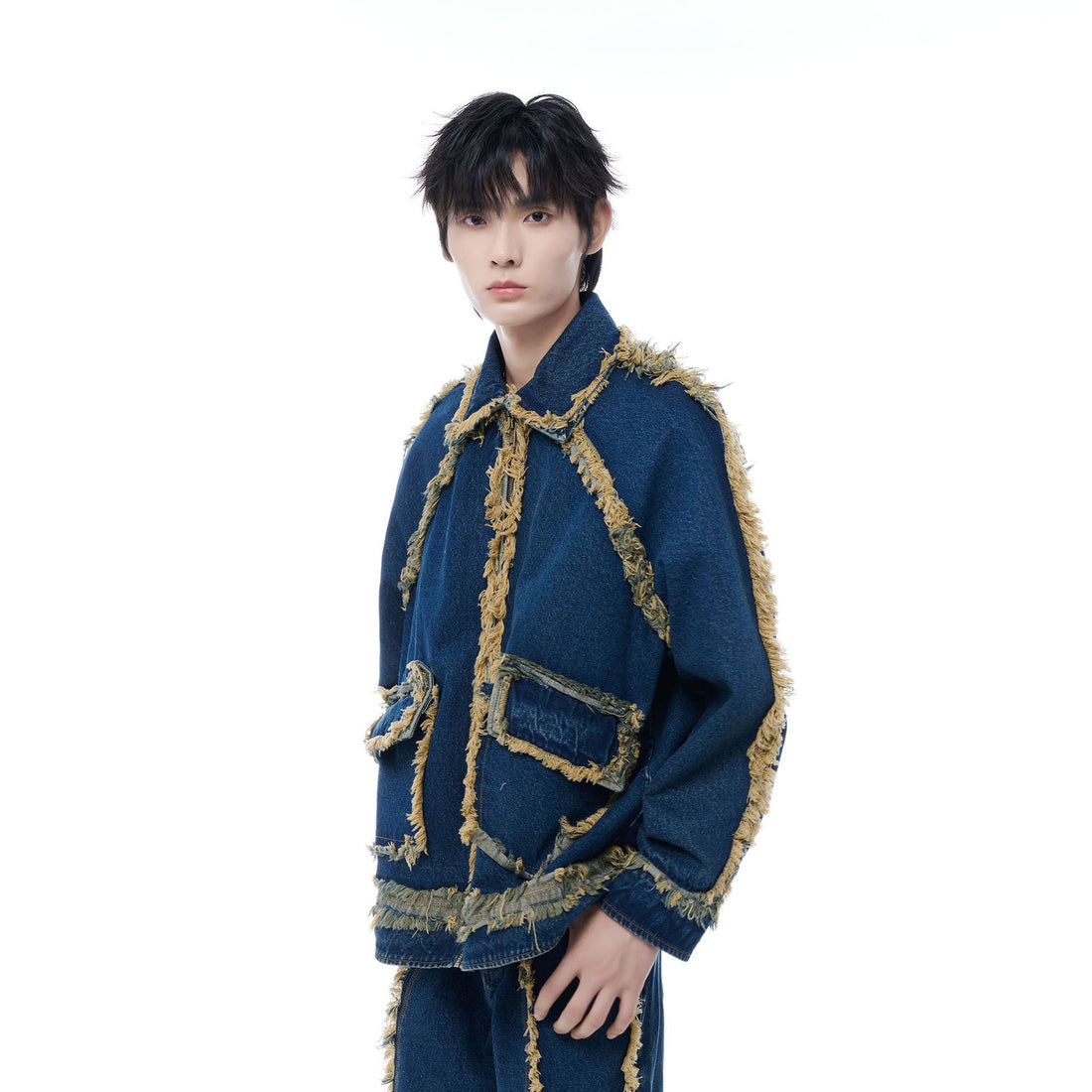 TUIMU Fringe-Trim Denim Jacket-Jacket-S-Free Shipping Leatheretro